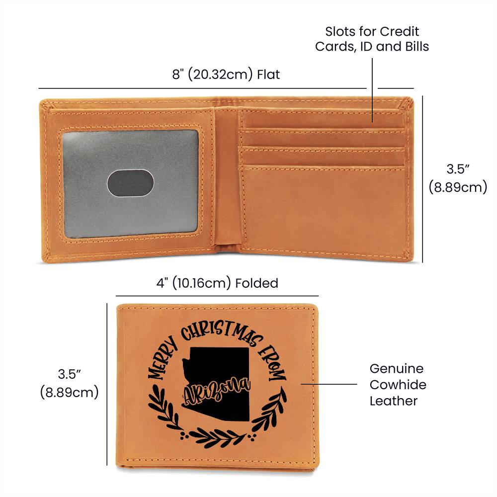 Merry Christmas From Arizona - Leather Wallet