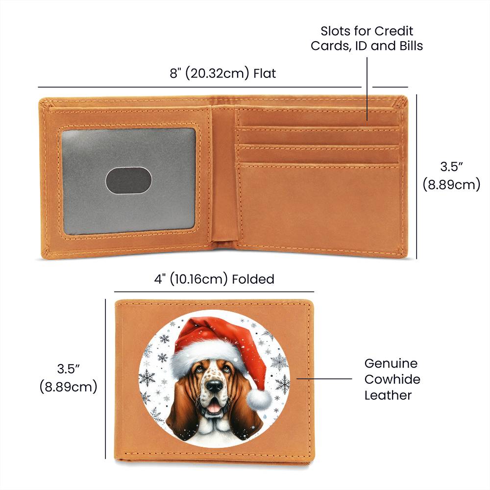 Christmas Dog - Basset Hound - Leather Wallet