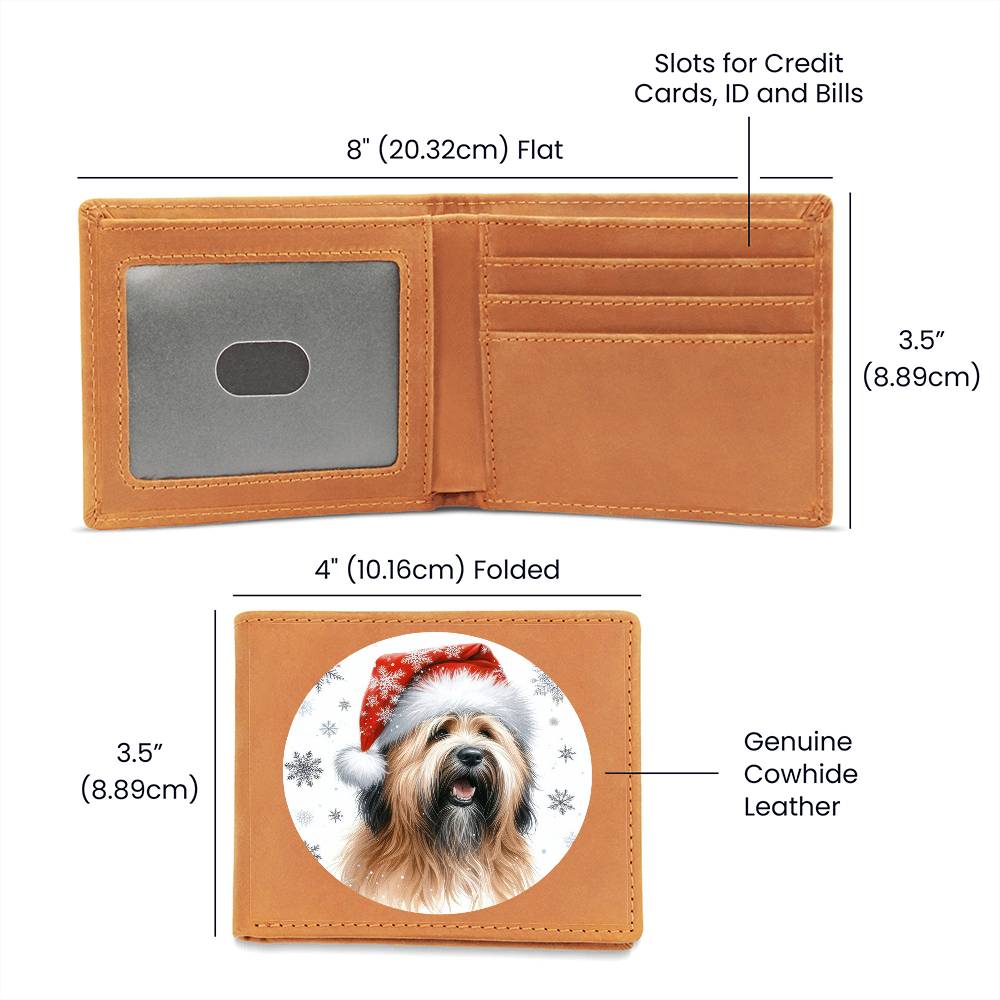 Christmas Dog - Briard - Leather Wallet