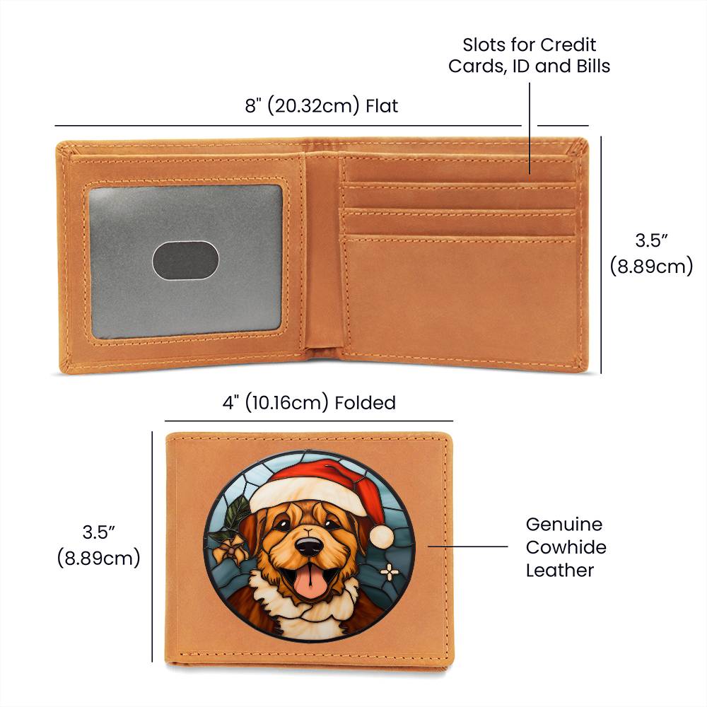 Dog Stained Glass Christmas Design 011 - Leather Wallet