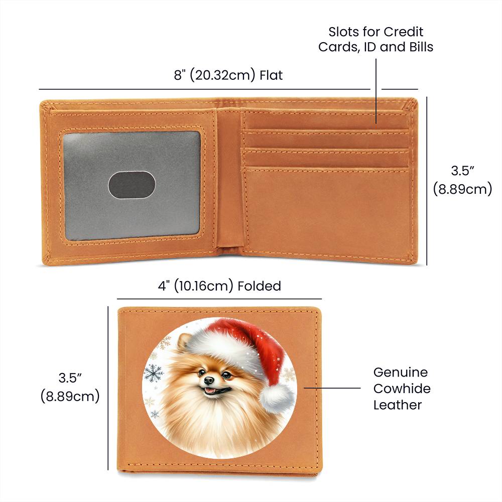 Christmas Dog - Pomeranian - Leather Wallet