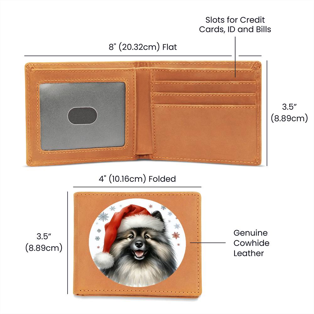 Christmas Dog - Keeshond - Leather Wallet