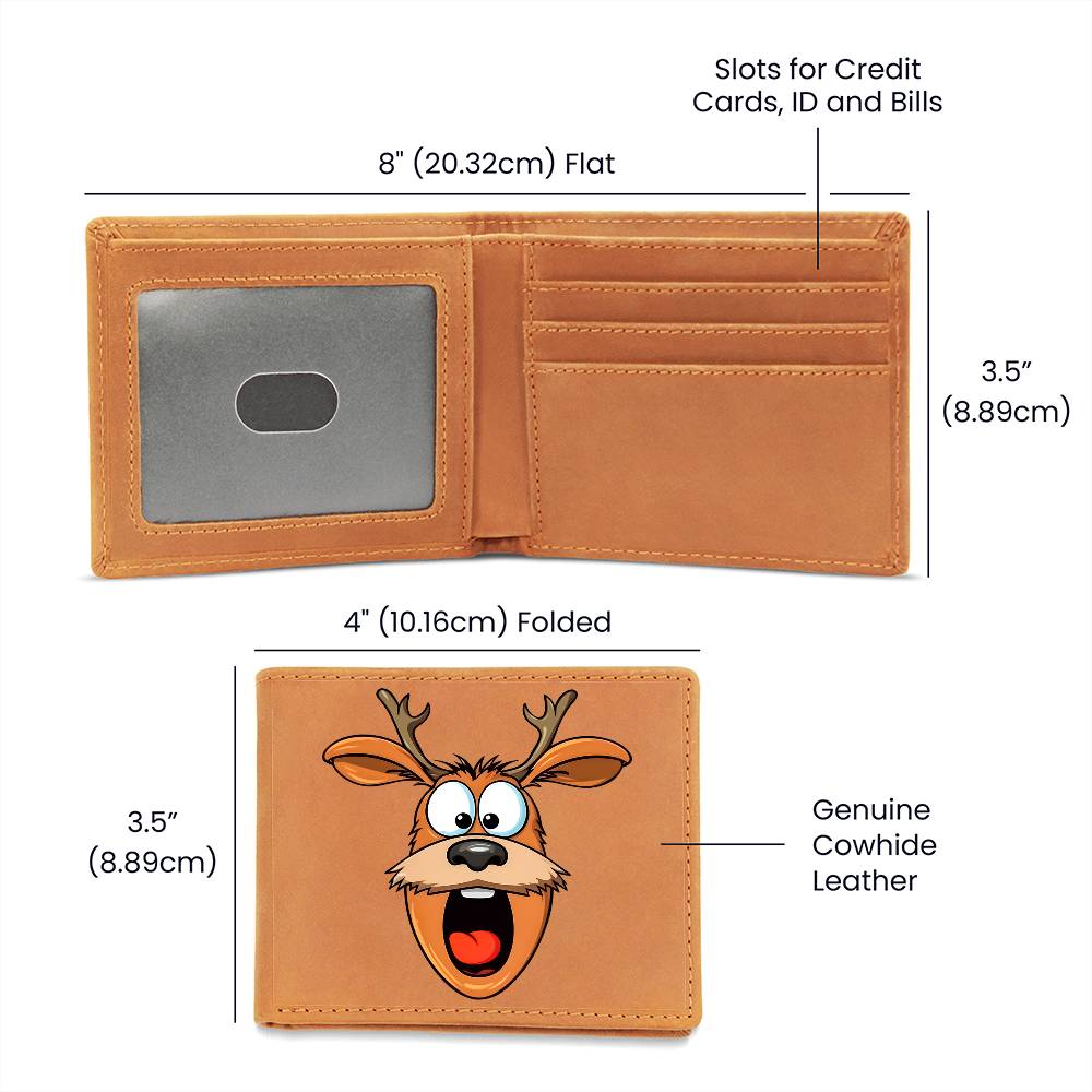 Funny Reindeer Face 09 - Leather Wallet