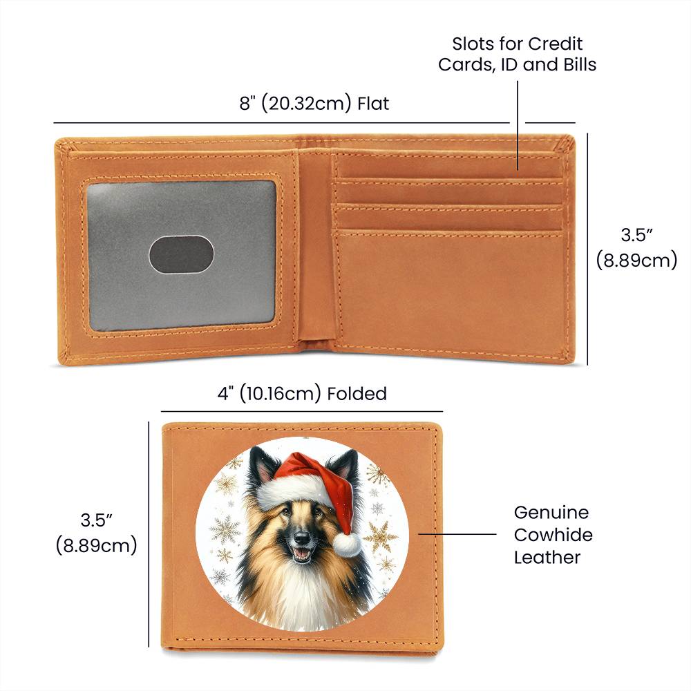 Christmas Dog - Belgian Sheepdog - Leather Wallet