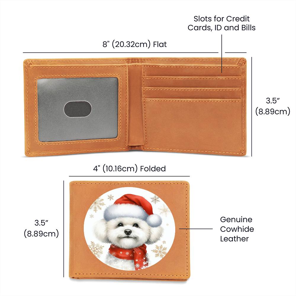 Christmas Dog - Bichon Frise - Leather Wallet