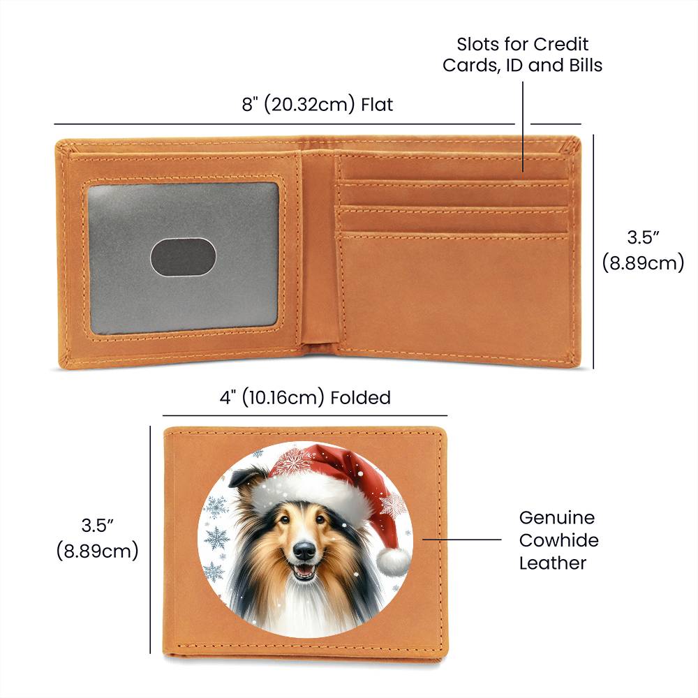 Christmas Dog - Collie - Leather Wallet