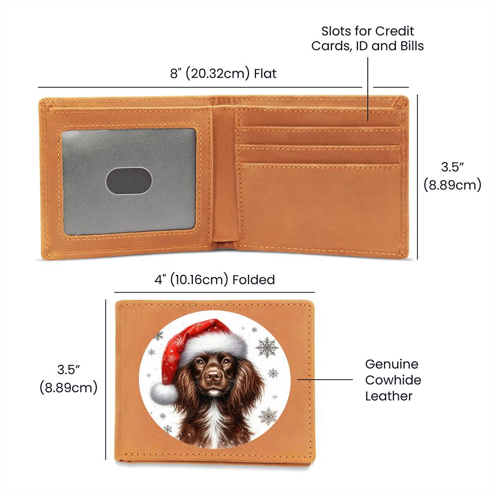 Christmas Dog - Boykin Spaniel - Leather Wallet