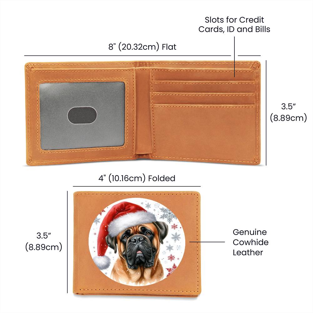Christmas Dog - Bullmastiff - Leather Wallet
