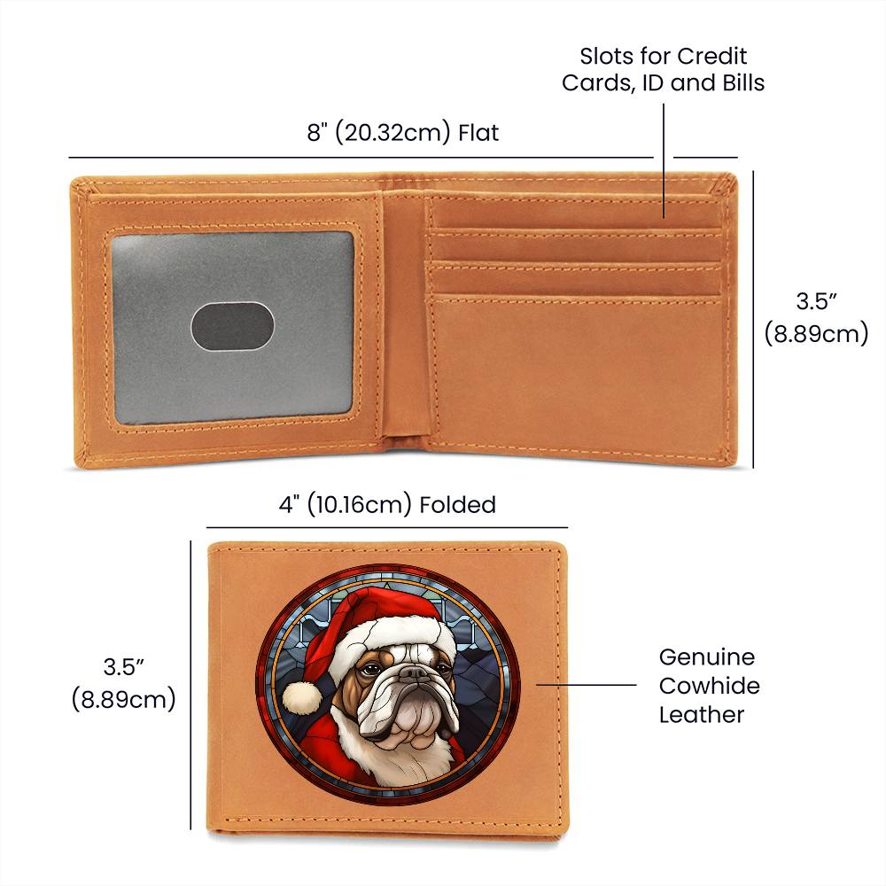 Dog Stained Glass Christmas Design 015 - Leather Wallet