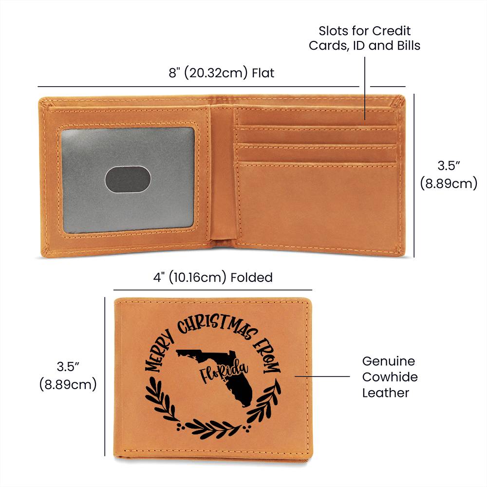 Merry Christmas From Florida - Leather Wallet