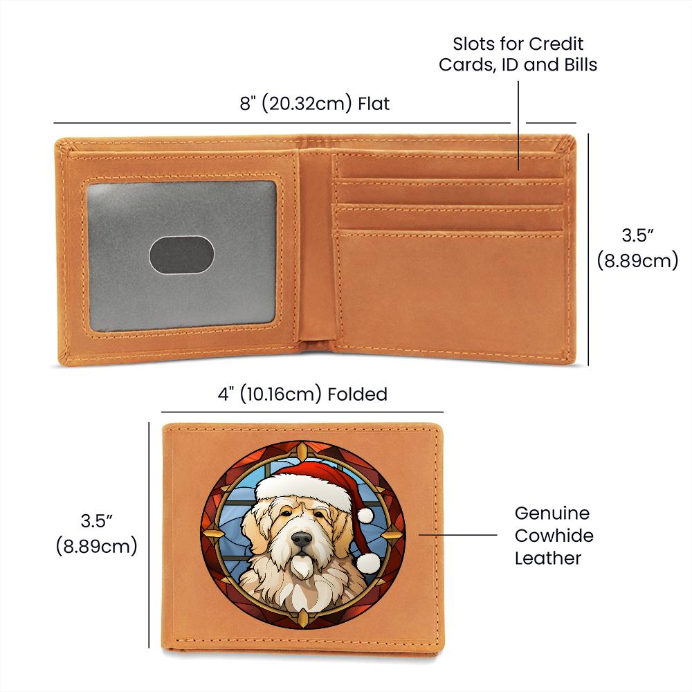Dog Stained Glass Christmas Design 025 - Leather Wallet