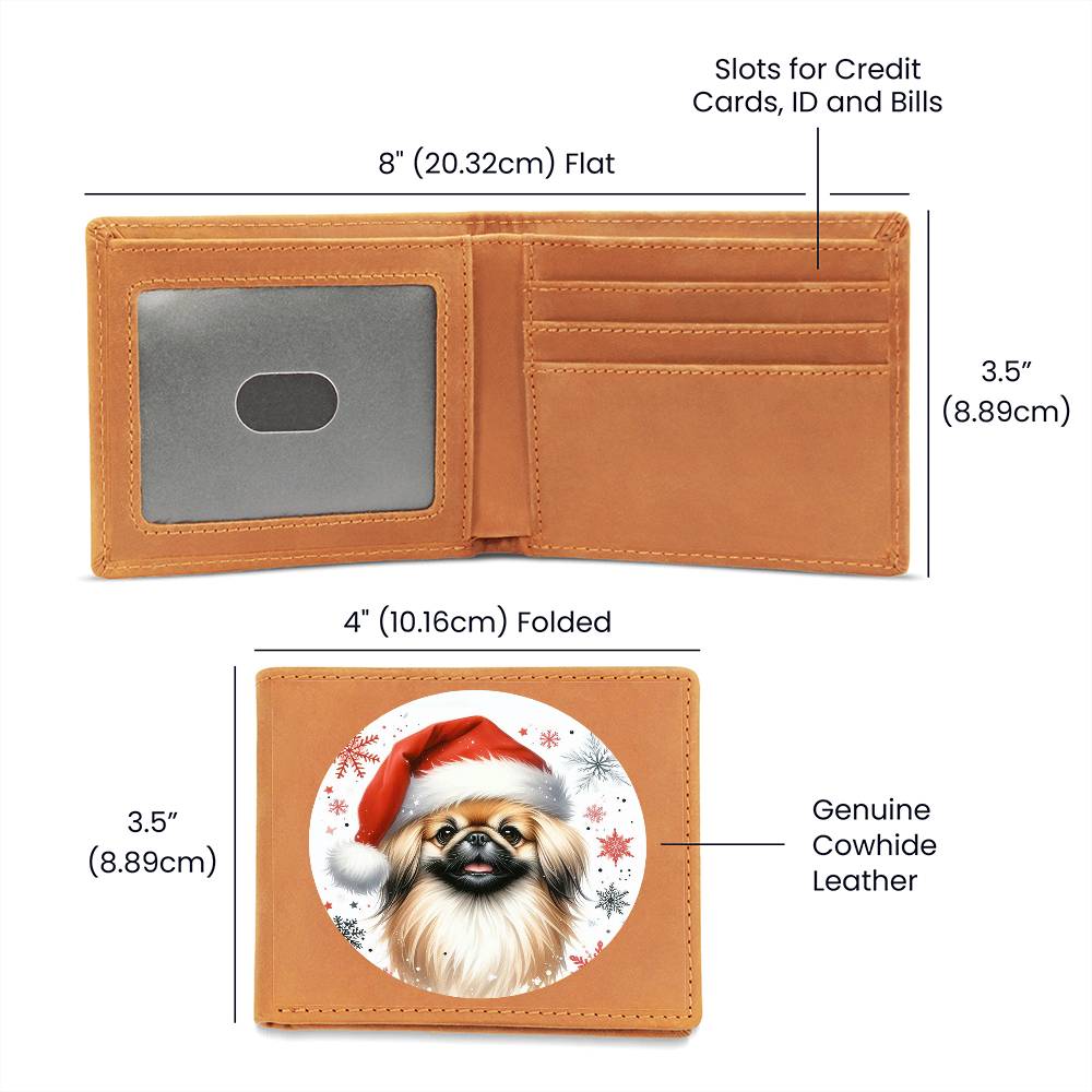 Christmas Dog - Pekingese - Leather Wallet