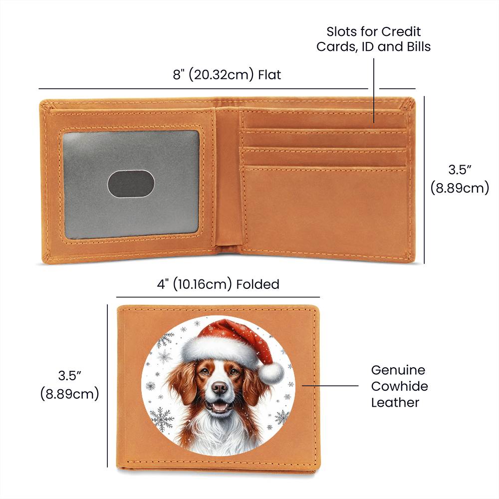 Christmas Dog - Brittany - Leather Wallet