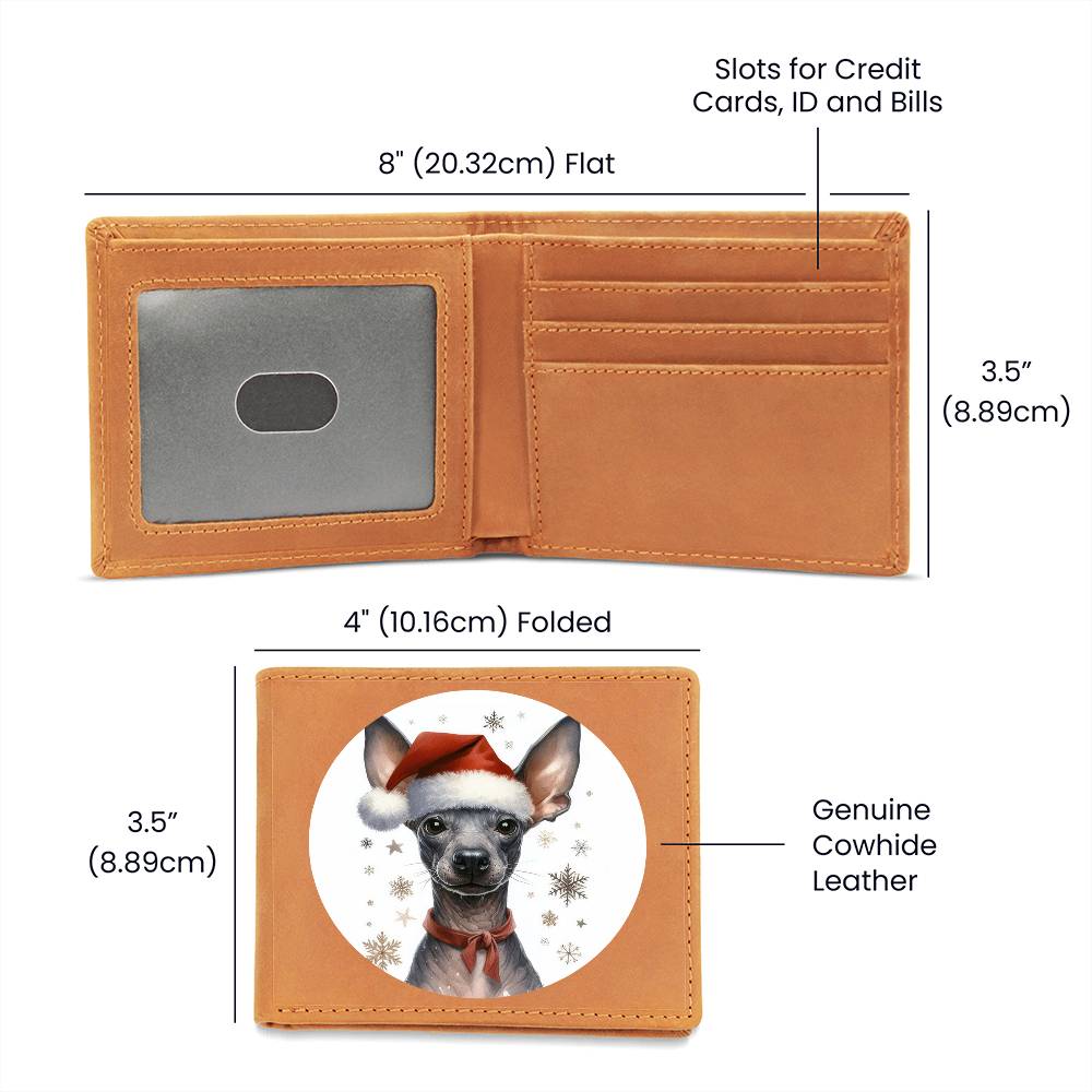 Christmas Dog - Xoloitzcuintli - Leather Wallet