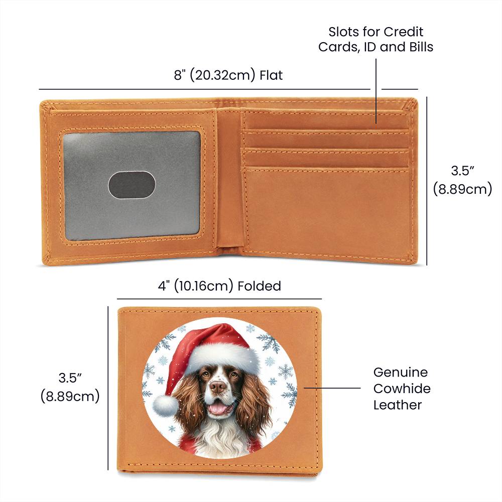 Christmas Dog - English Springer Spaniel - Leather Wallet
