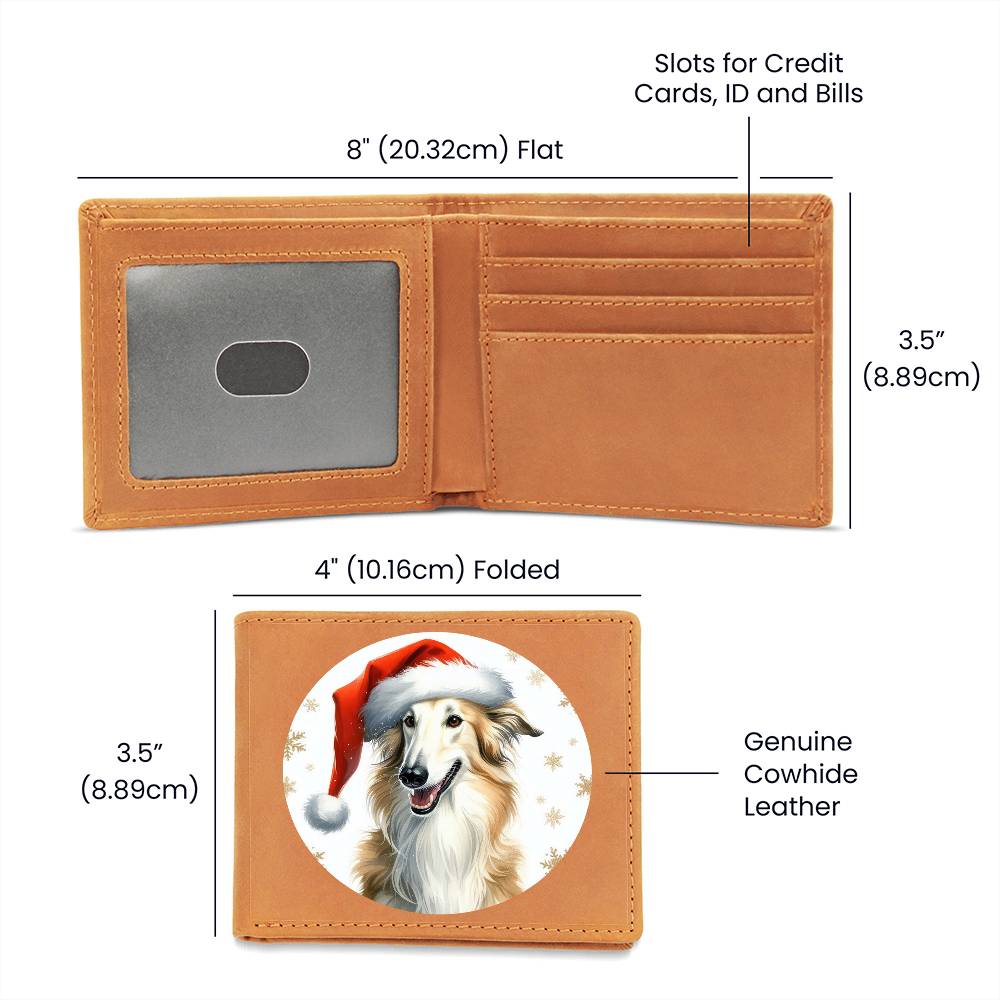 Christmas Dog - Borzoi - Leather Wallet