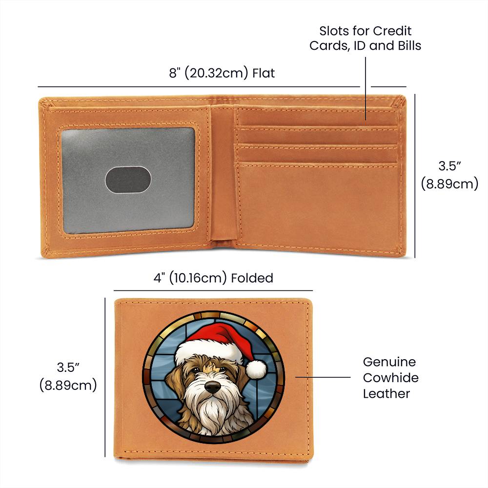 Dog Stained Glass Christmas Design 009 - Leather Wallet