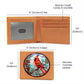 Christmas Red Cardinal Stained Glass Design 014 - Leather Wallet