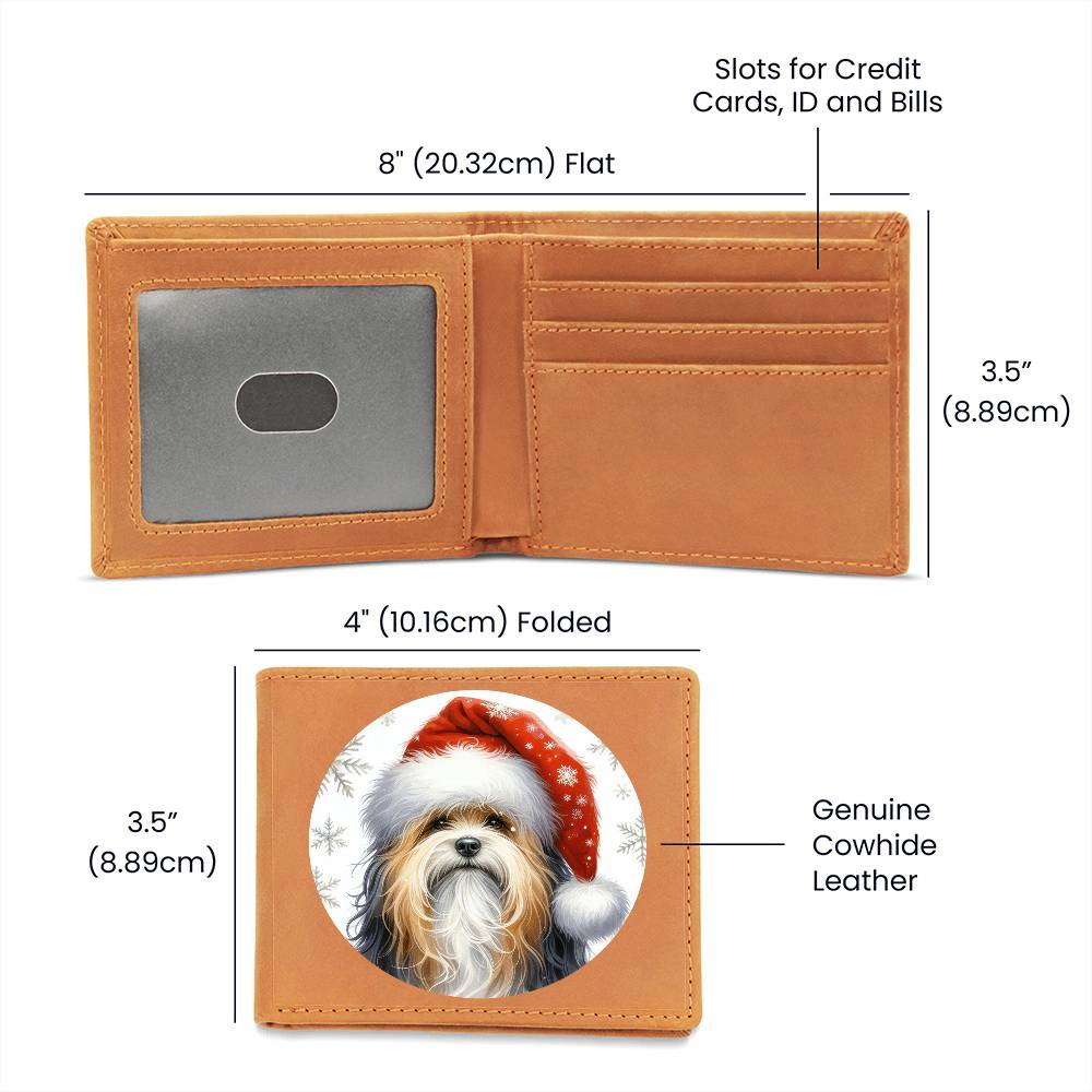 Christmas Dog - Lowchen - Leather Wallet
