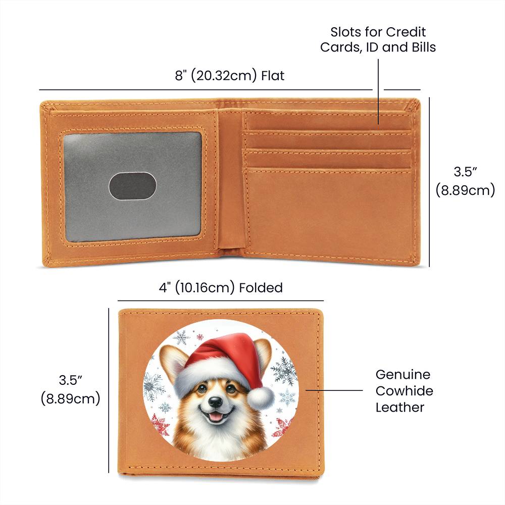 Christmas Dog - Pembroke Welsh Corgi  - Leather Wallet