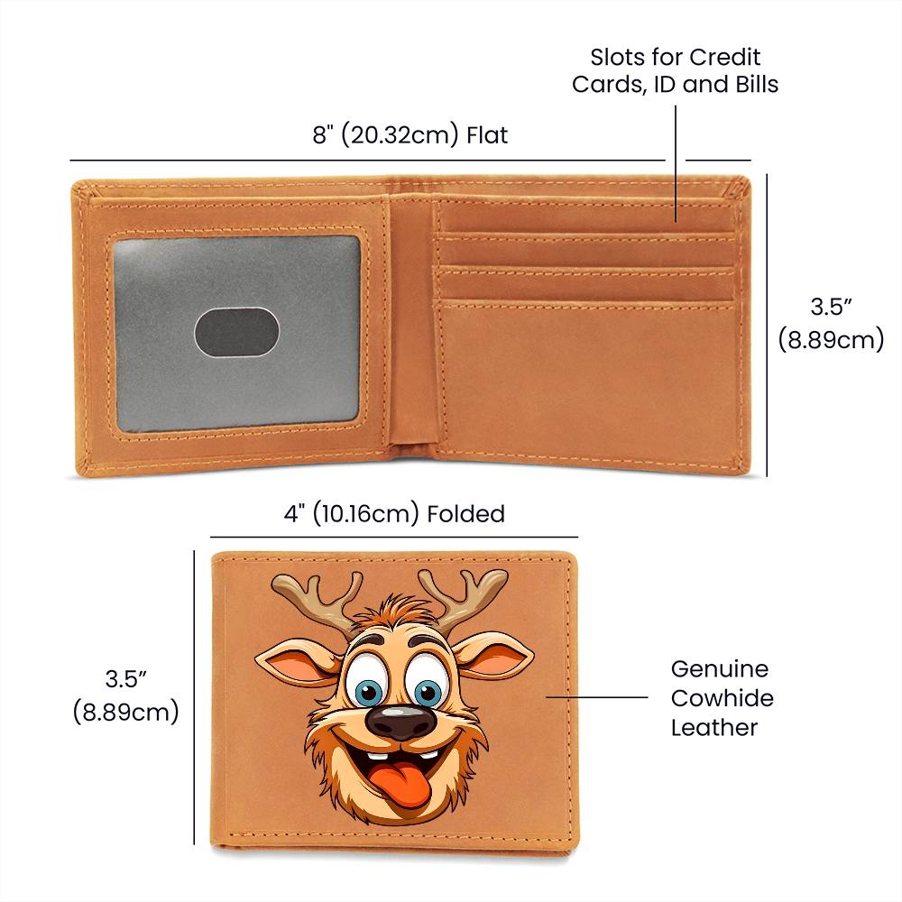Funny Reindeer Face 07 - Leather Wallet