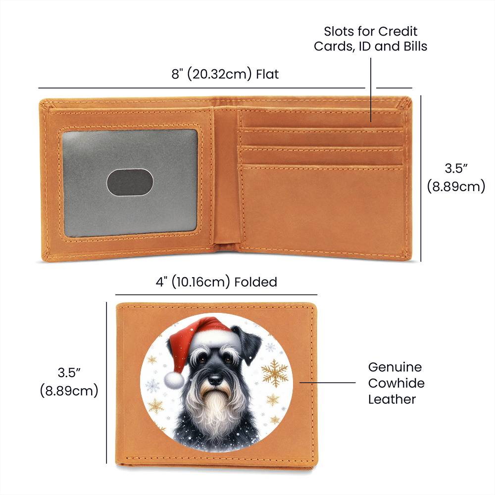 Christmas Dog - Giant Schnauzer - Leather Wallet