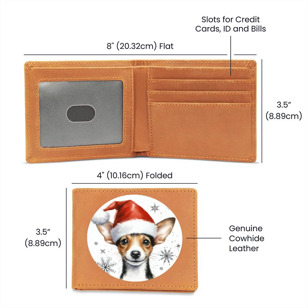 Christmas Dog - Rat Terrier - Leather Wallet