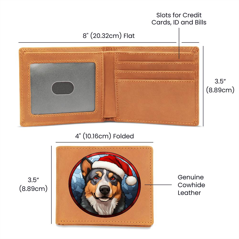 Dog Stained Glass Christmas Design 007 - Leather Wallet