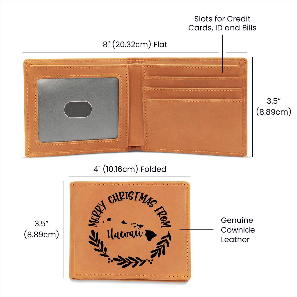 Merry Christmas From Hawaii - Leather Wallet