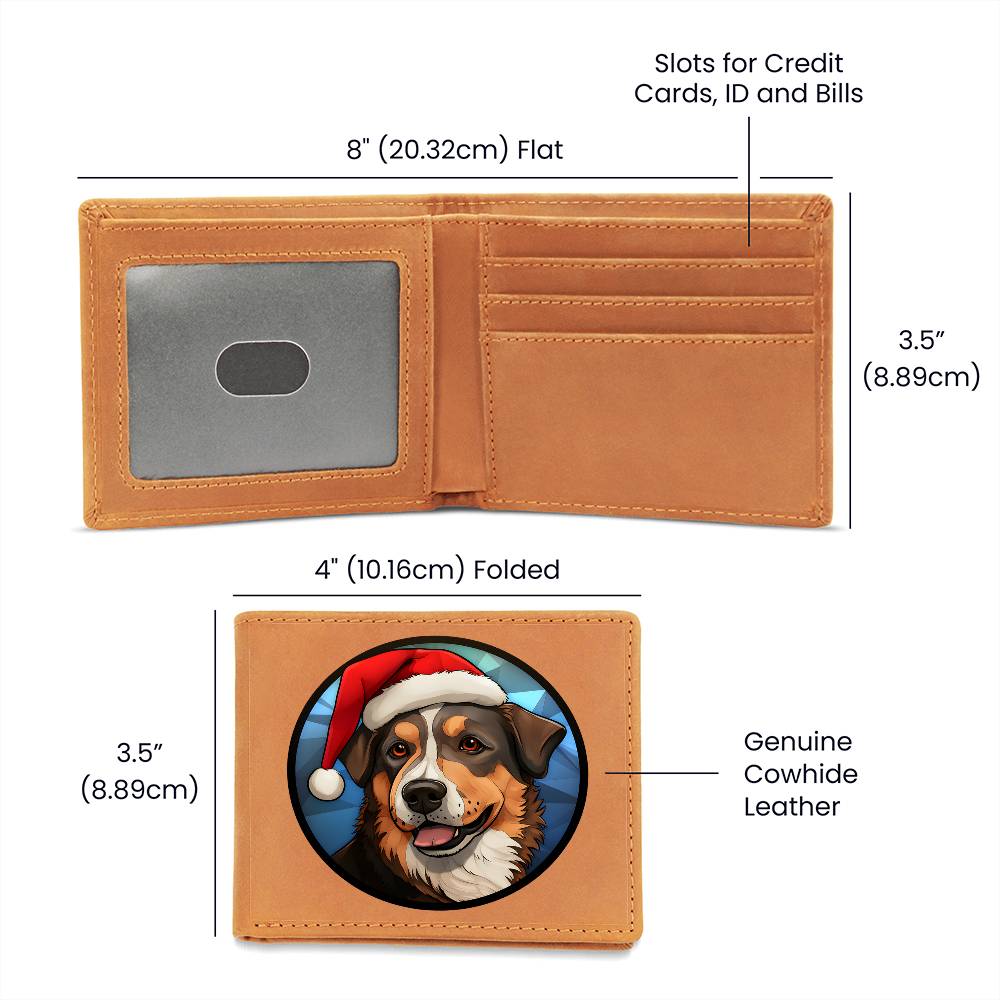 Dog Stained Glass Christmas Design 008 - Leather Wallet