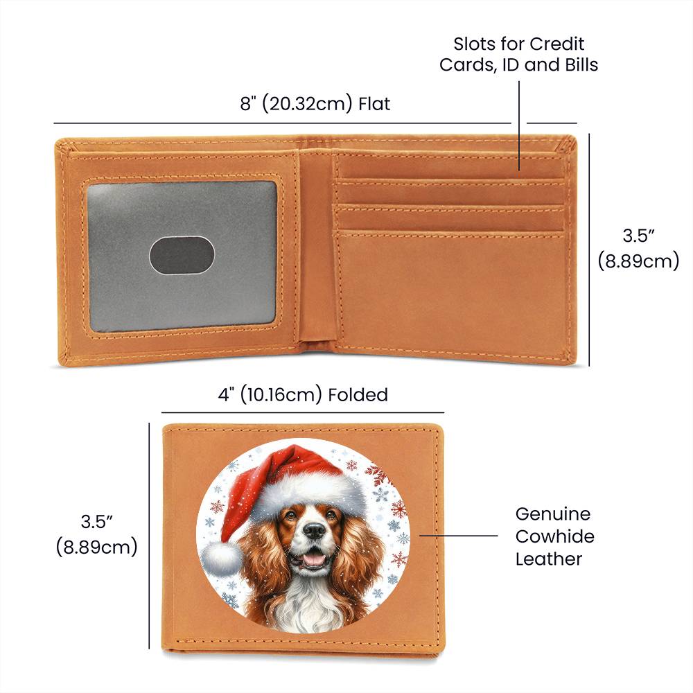 Christmas Dog - Welsh Springer Spaniel - Leather Wallet
