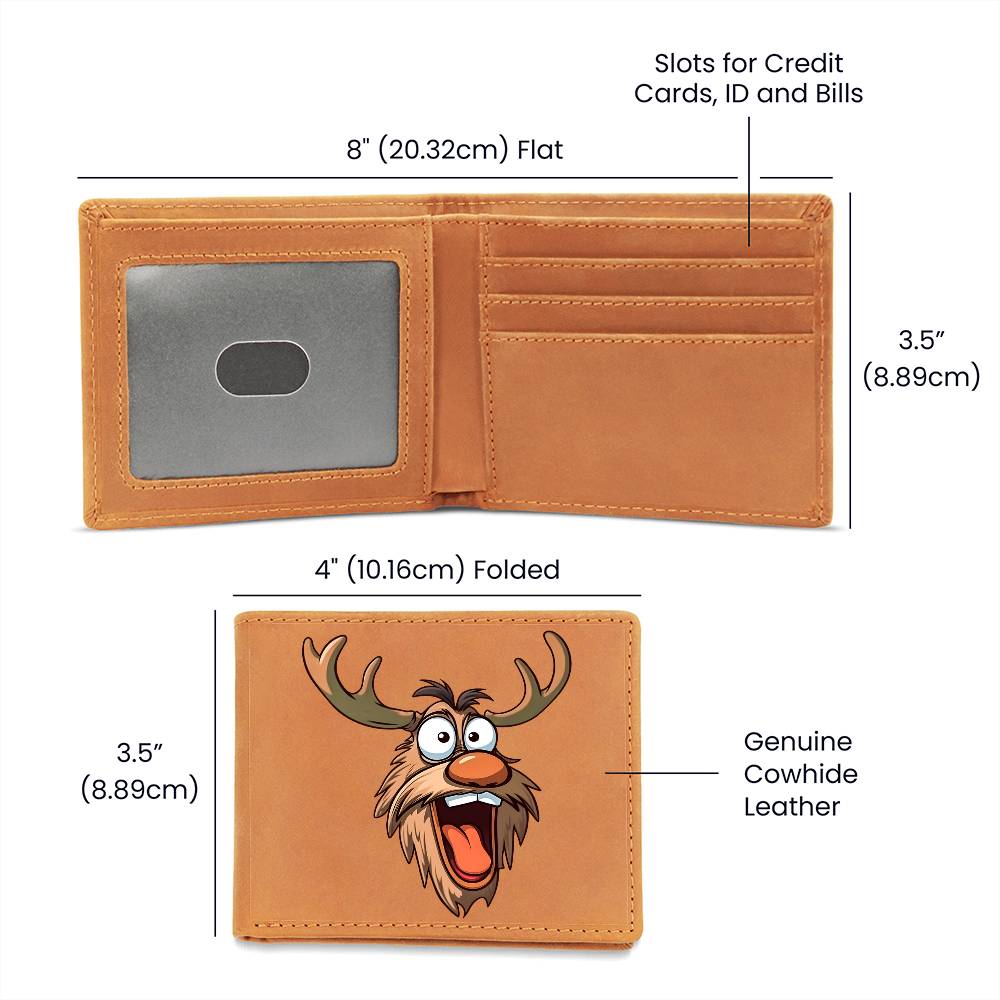 Funny Reindeer Face 10 - Leather Wallet
