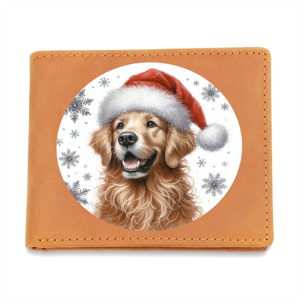 Christmas Dog - Curly-Coated Retriever - Leather Wallet