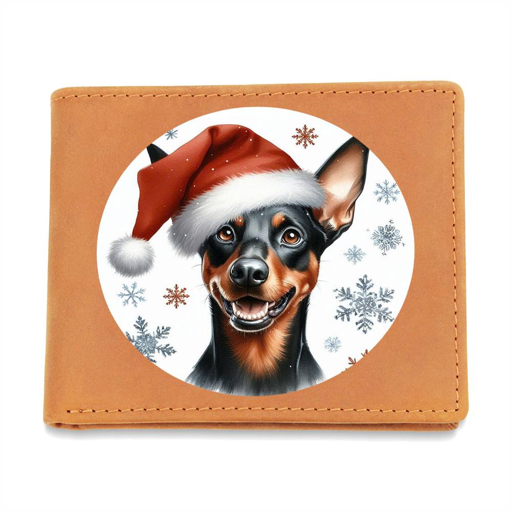 Christmas Dog - German Pinscher - Leather Wallet