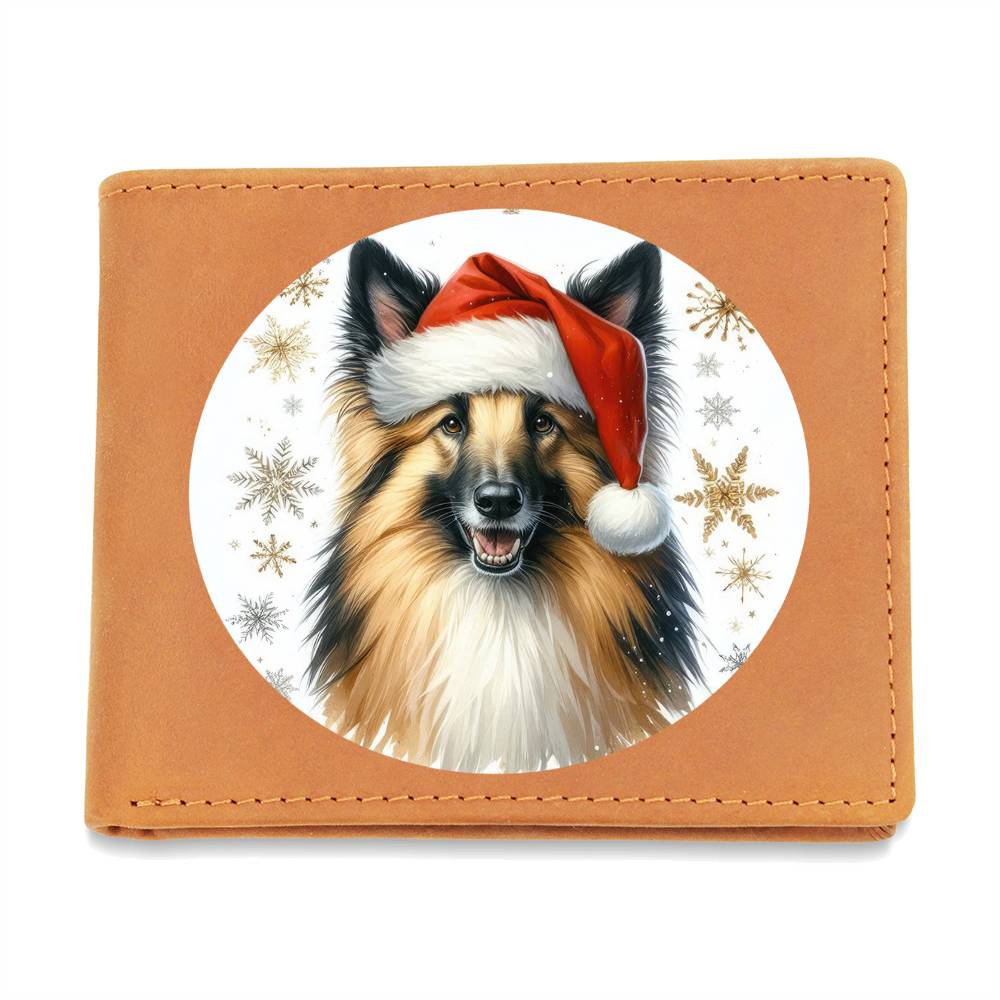 Christmas Dog - Belgian Sheepdog - Leather Wallet