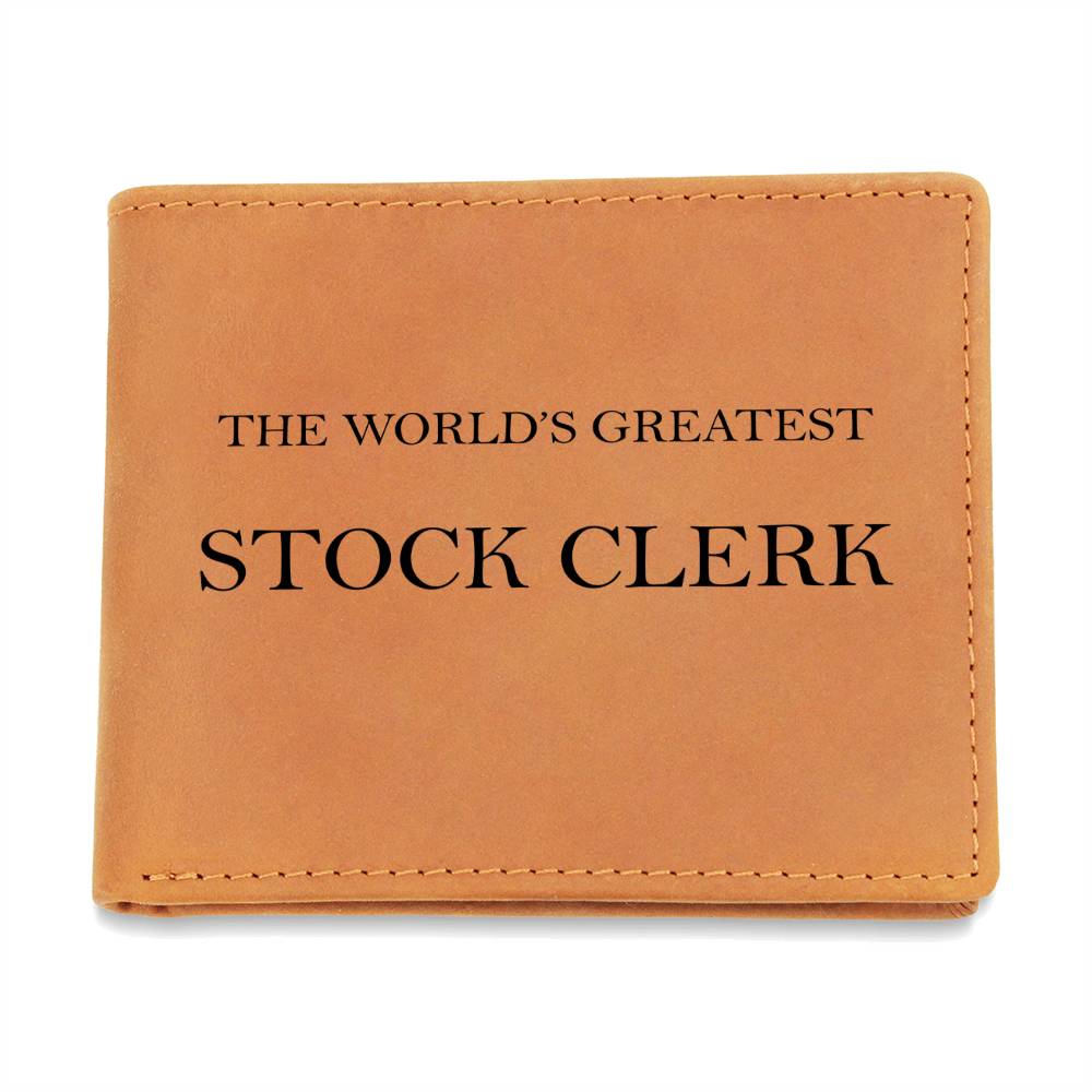 World's Greatest Stock Clerk - Leather Wallet