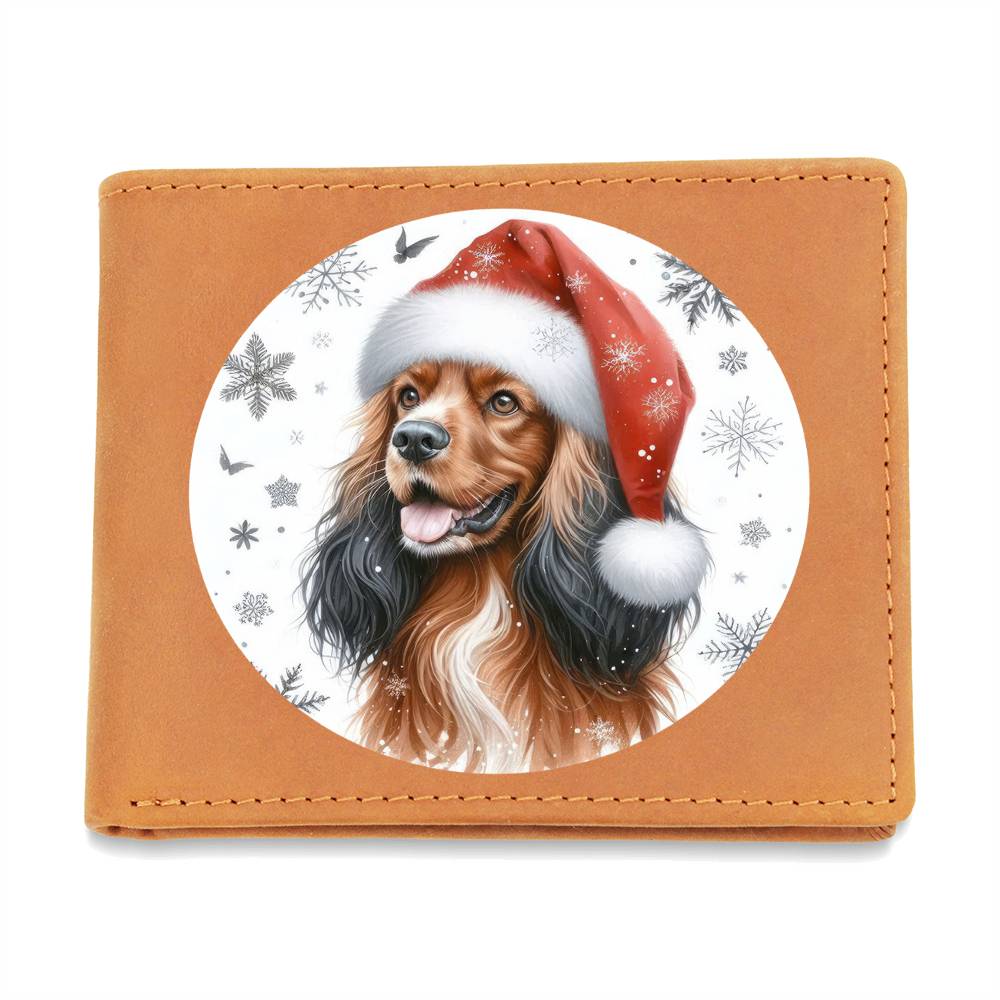 Christmas Dog - Field Spaniel - Leather Wallet
