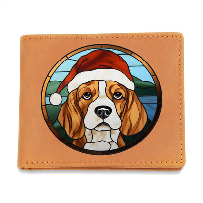 Dog Stained Glass Christmas Design 023 - Leather Wallet