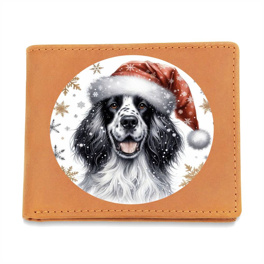 Christmas Dog - English Setter - Leather Wallet