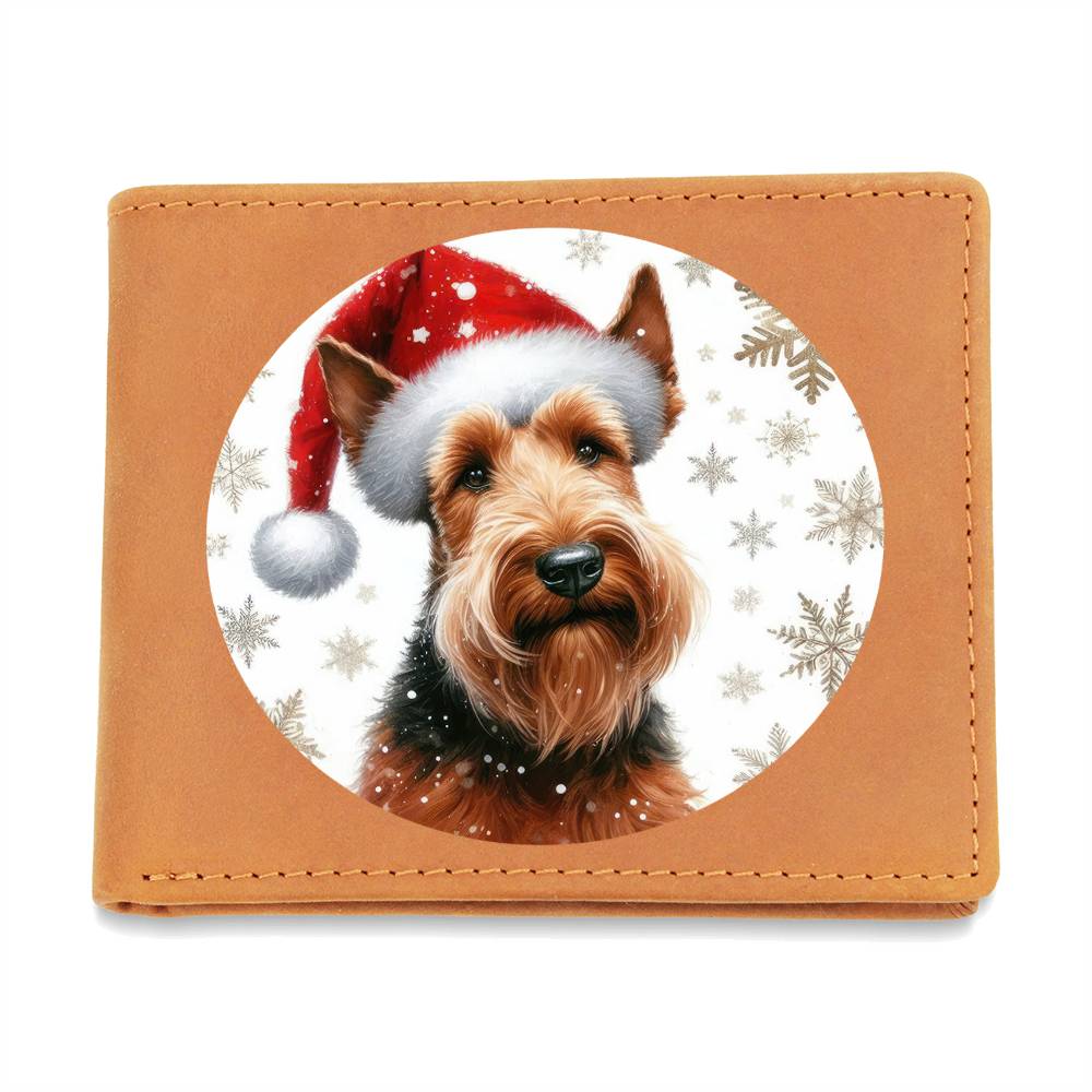 Christmas Dog - Irish Terrier - Leather Wallet