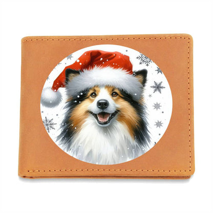 Christmas Dog - Icelandic Sheepdog - Leather Wallet