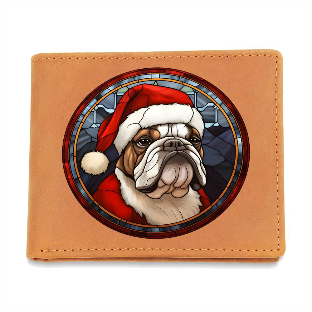 Dog Stained Glass Christmas Design 015 - Leather Wallet