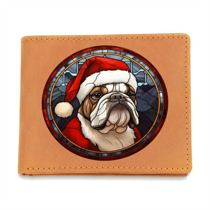 Dog Stained Glass Christmas Design 015 - Leather Wallet