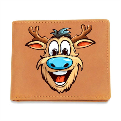 Funny Reindeer Face 14 - Leather Wallet