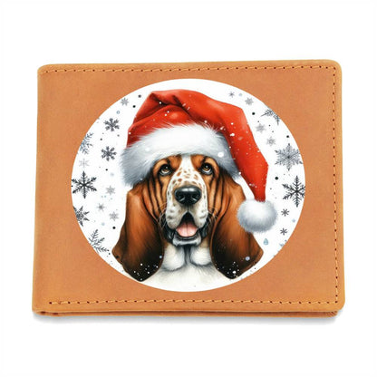 Christmas Dog - Basset Hound - Leather Wallet