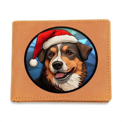 Dog Stained Glass Christmas Design 008 - Leather Wallet