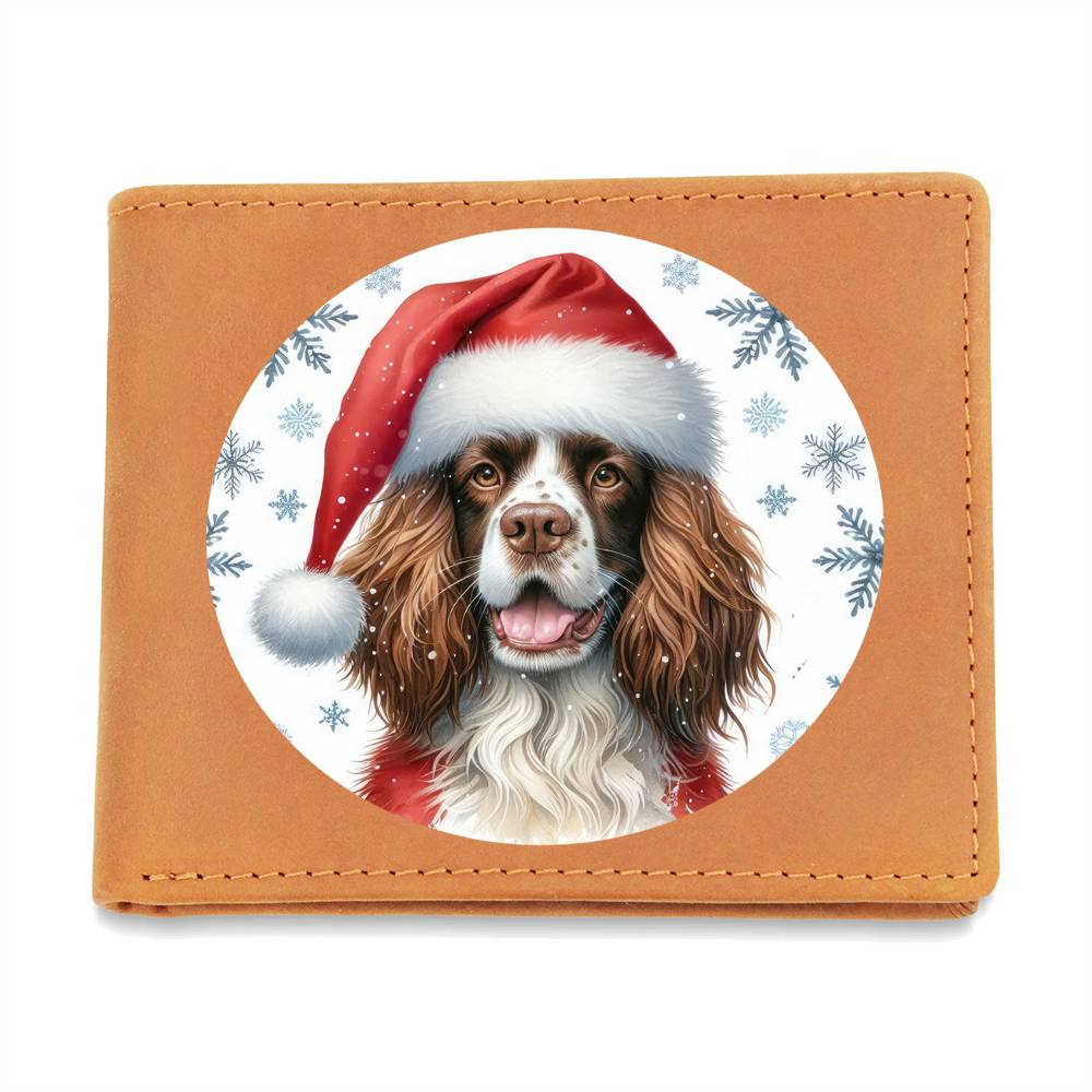 Christmas Dog - English Springer Spaniel - Leather Wallet