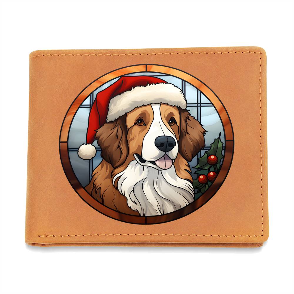 Dog Stained Glass Christmas Design 024 - Leather Wallet