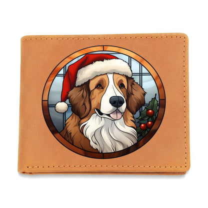 Dog Stained Glass Christmas Design 024 - Leather Wallet