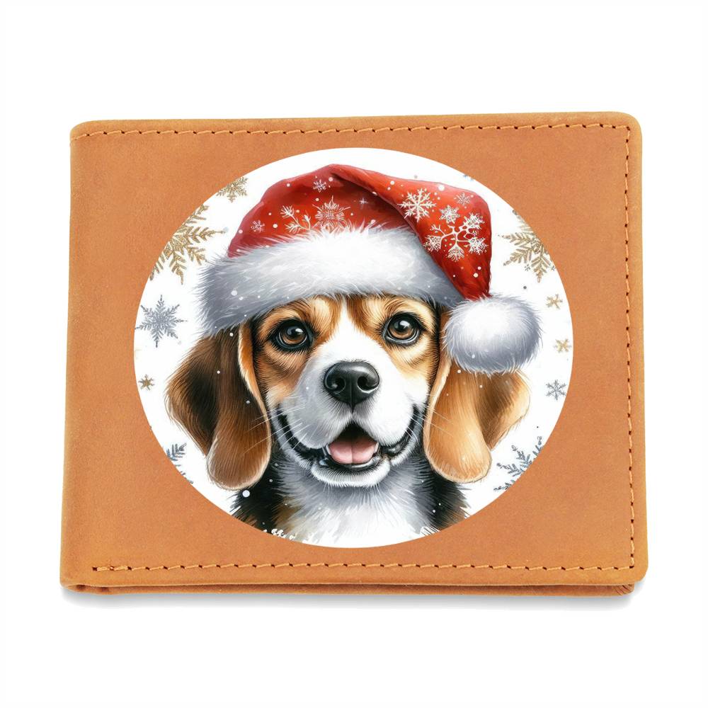 Christmas Dog - Beagle - Leather Wallet